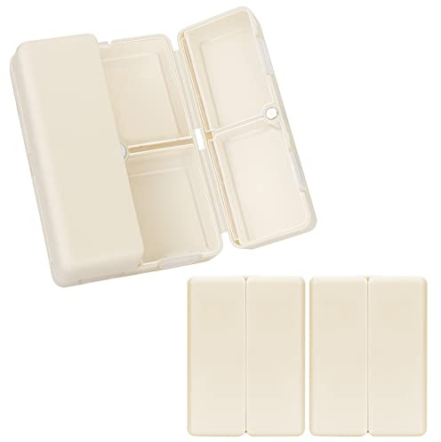 FYY Travel Pill Organizer, Small Pill Box Medicine Case-2pcs Beige | Easy to Use, Privacy Protection,Magnetic Foldable Pill Case for Purse or Pocket to Hold Vitamins,Supplements,Medication,2 Pcs