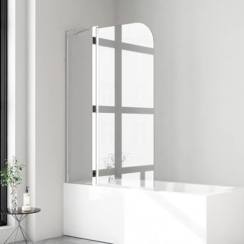 Duschwand für Badewanne 2 teilig Drehtür 90x140 cm 6mm NANO Sicherheitsglas (ESG) Drehtür Badewannenaufsatz Badewannenfaltwand Duschabtrennung für Badewanne