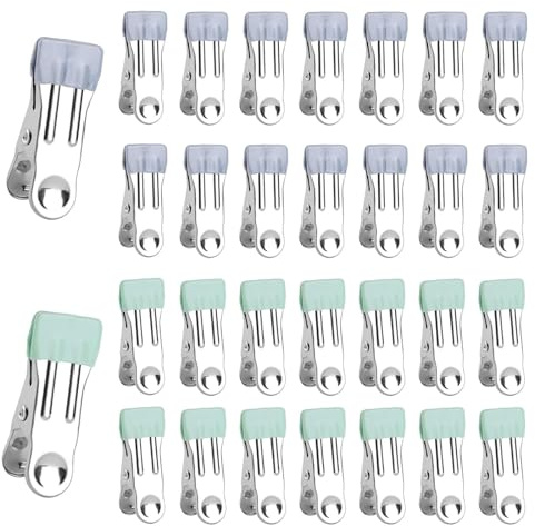 30 Stück Edelstahl Wäscheklammern Ohne Abdruck, rutschfeste Metall Wäscheklammern, Multifunktionale Clips, für Socken, Bürodokumente, Fotos（2 Colors）