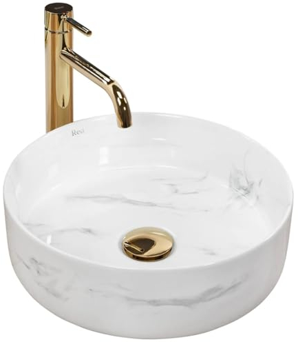 GTM Design Aufsatzwaschbecken Modern Waschbecken ohne Hahnloch - Elegant Aufsatzwaschbecken Oval für Badezimmer und Gäste WC - nur Bad Waschbecken - Modell 9