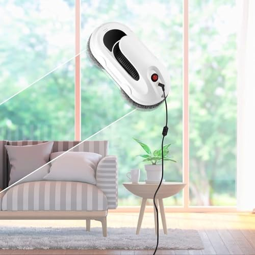 XARONF Robot Lavavetri con Controllo remoto, Aspirapolvere Automatico Professionale for Vetri - Forte Assorbimento 2700 Pa/Rotazione a 360°/Sicuro Antigoccia, for Vetro, Parete, Piastrelle, Specchio