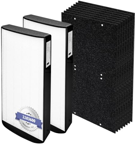 Popurure WPT60 Filter Replacement Compatible with Whirlpool 1183600 & 817600 fit Whispure WPT60(P/B) Tower Air Purifier, with 2 H13 HEPA Filters + 8 Activated Carbon Pre-Filters