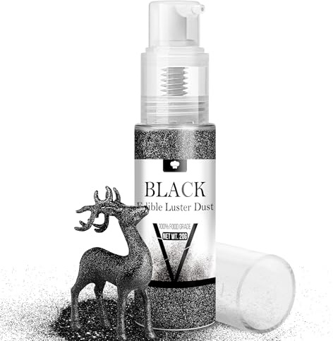 Essbarer Glitzer Spray Set - 20g Lebensmittel Glitzer Glitzerstaub für Getränke, Champagner, Kuchen - Essbarer Metallisch Lebensmittelfarbe Pulver zum Cocktails, Wein, Likör, Backen, Torten (Schwarz)