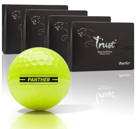 Trust Golfbälle Panther – Urethan, weiches Schlaggefühl, gerader Flug, gute Stoppkontrolle, BIG MAX Kern für weite Flüge, optimale Kombination aus Weite & Spin-Kontrolle, 12/48 Bälle, Weiß/Gelb/Orange
