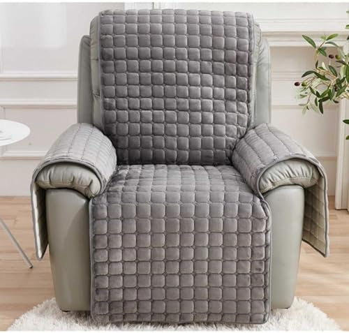 YSZBD Sesselschoner Mit Armlehne，Sesselschoner FüR Fernsehsessel，Sofa ArmlehnenbezüGe Mittasche，SesselüBerwurf Mit Armlehnen，Sesselbezug Abnehmbar Und Waschbar,Graywithoutpockets-(1Sitz) 53x190cm