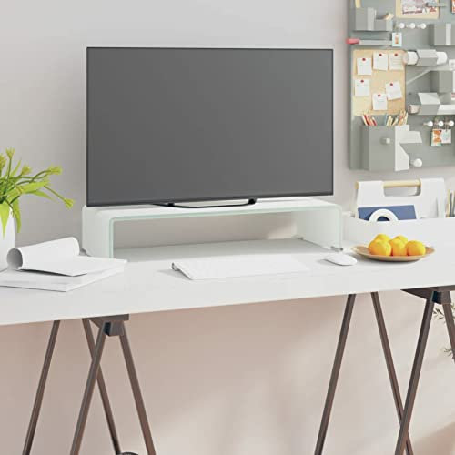 Buzaza TV-Aufsatz/Monitorerhöhung Glas Grün 60x25x11 cm Monitorständer Notebookständer Erhöhung für Fernseher TV