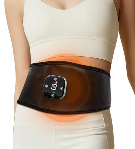 Portable Menstrual Heating Pad for Pain Relief - 6 Modes & 19 Intensity Settings for Back, Stomach, and Lumbago, Electric Heat Pad for Comfort During Periods (no Remote Control/Black2)
