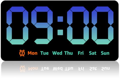 Digital Wall Clock 8.5 Inch Large Display LED Alarm Clock with Date Week Temperature Double Alarm 3 Levels Brightness Adjustable Countdown Clocks for Living Room Bedroom Classroom Kitchen (Blue)