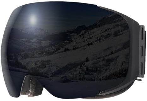 YGMNQAL Skibrille Professional Magnetic Ski Goggles Men Women Quick-Replacement Lens and Case Protection Anti-Fog Snowboard Ski Glasses(Black)
