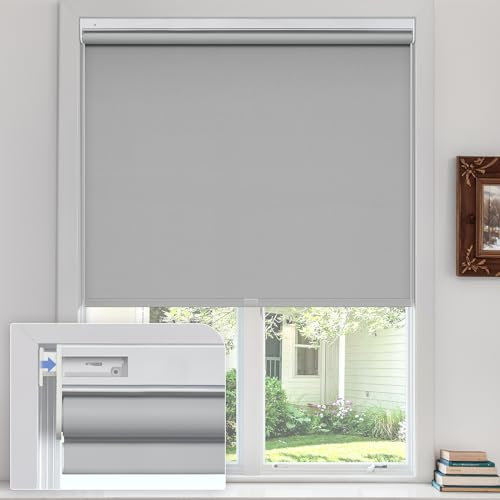 Kabellose Raumverdunkelung, Verdunkelungsschatten, zuschneidbar, UV-Schutz, Thermo-Rollos für Zuhause, Büro, Dunkelgrau, 72 cm B x 122 cm H