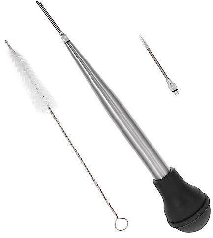 BESTYASH 1Set Siringhe per Marinatura Inossidabile Strumenti per Barbecue con Pompa e Tubo per Cucina