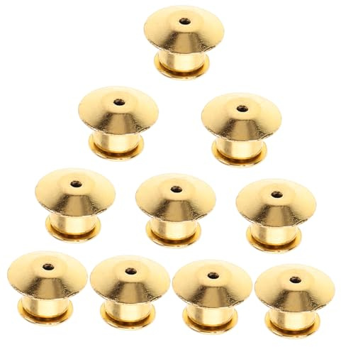 HOMSFOU Set 10 Pezzi Perni di Bloccaggio Smaltati in Metallo Dorato Chiusura Sicura, Clip di Supporto per Spille di Sicurezza, Accessori Facili da Fissare per Creazione Gioielli e Artigianato