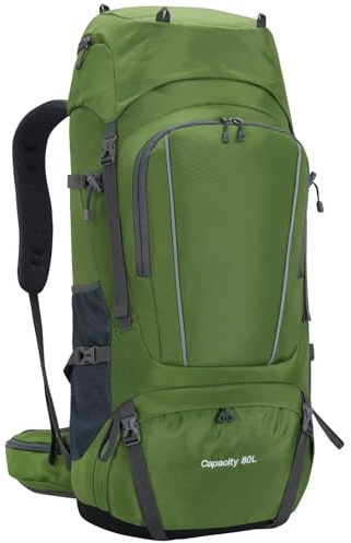 Ezmina Zaino da trekking da 80 litri con copertura antipioggia, grande zaino da campeggio per uomo e donna, leggero, da viaggio, impermeabile, per escursioni, arrampicata, sport all'aria aperta