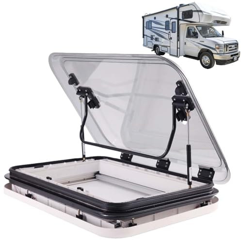 vnmudzeo Claraboya De Techo De AleacióN De Aluminio para Autocaravana, Aislamiento TéRmico Y AcúStico, Claraboya Led para Caravana, Remolque, Autocaravana,700x500mm