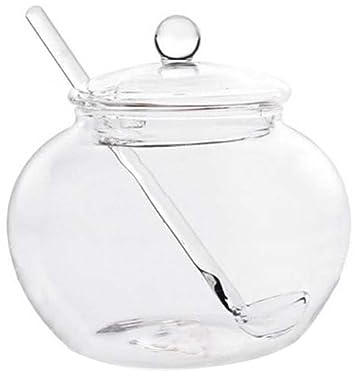 Jam Pots 350ml round Glass Spice Jars with Lid and Spoon for Kitchen | Tea Jars, Sugar Jars, Food Storage Containers, Tight Seal, Keeps Contents Fresh, Party Favors, Craft Use