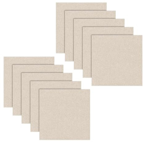 10 Pezzi Pavimento Ddesivo Kaki, 50 x 50 cm, Piastrelle Adesive Pavimento 2,5㎡, Antistatiche, Antiscivolo Moquette Adesiva, Casa Uffici Commercio Quadrotte di Tappeto Salotto