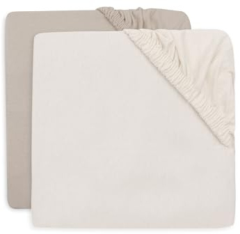 Jollein Drap-Housse Jersey - pour Lit Enfant - Oatmeal/Sand - Lot de 2-60x120cm - Drap-Housse en Coton - Certifiée Oeko-TEX