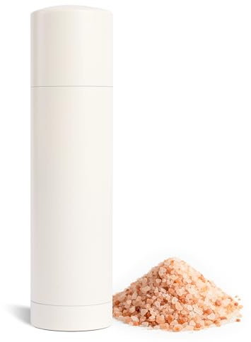 Joinvie Manual Salt Grinder Refillable for Dry Salt – Salt and Pepper Grinder with Titanium Alloy Core, Internal Adjustment salt mill, 60+ Precision Settings(Ivory)