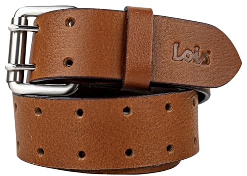 Lois - Cinturón De Cuero Para Hombre Con Hebilla Automática Ajustable, Cinturón De Piel De Vacuno Genuino Tan, Estilo Formal y Casual. Talla Ajustable con Tornillo