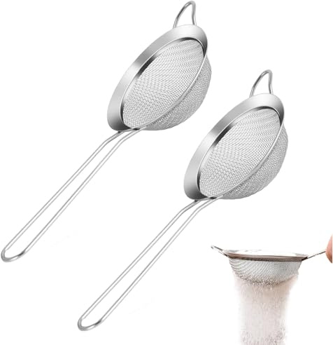 2 Stück Küchensieb edelstahl,8 cm matcha sieb klein, Küchensieb Edelstahl Edelstahl Feinmaschig Haarsieb Küche Für Quinoa, Siebenr, Gemüse, Obst, Tee, Puderzucker Saft, Ei, Tee, Kaffee, Mehlfilter