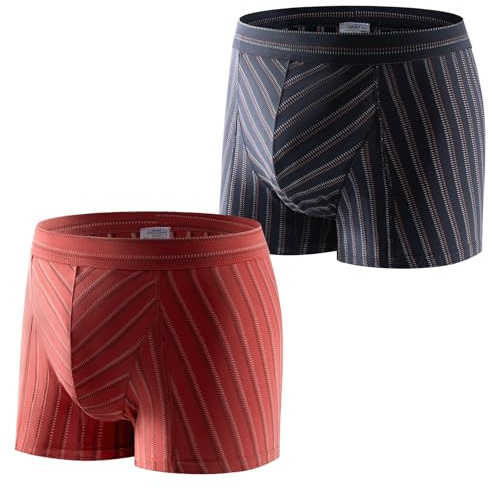 Carer Pack de 2 Calzoncillos Bóxer de Incontinencia para Hombre 80 ml | Lavables de Modal Ropa Interior Absorbente para Pérdidas Leves de Orina Suave y Transpirable, a Rayas