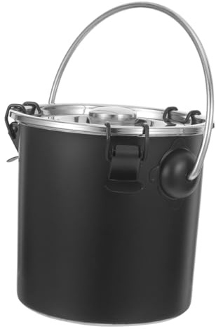 CORHAD Secchio Estintore Portatile per Barbecue in Acciaio Inossidabile Nero con Coperchio Ermetico e Design Rotondo per BBQ All'aperto ed Eventi
