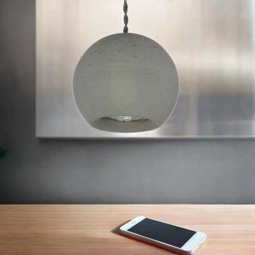 Licht-Erlebnisse Pendelleuchte Beton Grau Wohnzimmer Esszimmer Küche Ø12,5 cm GU10 max. 35 Watt Modern minimalistische Esstisch Hängelampe GEOMETRIC