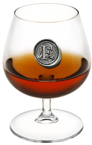 English Pewter Company 14,5 Unzen Brandy Cognac Snifter Glas mit Monogramm Initiale - personalisiertes Geschenk mit Ihrer Wahl der Initiale (F) [MON206]