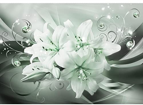 Runa Art Fototapete Blumen Lilien 352 x 250 cm Vlies Tapeten XXL Moderne Wandtapete Wohnzimmer Schlafzimmer Grün 9433011c