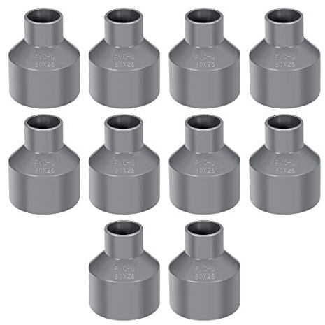sourcing map 10 Stück PVC DWV Rohrverbinder Schlauchadapter Wasseranschlüsse 50mm x 25mm Grau