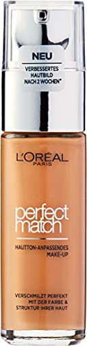 L'Oréal Paris Make up, Flüssige Foundation mit Hyaluron und Aloe Vera, Perfect Match Make-Up, Nr. 6.5.D/6.5.W Golden Toffee, 30 ml