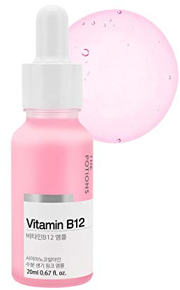The Potions Vitamin B12 Ampoule Face Serum for Women (Custom Blend), Dry-Prone Skin Care (Minimal Formula), Pore Minimizer, Dark Spots, Uneven Skin Tone, 0.67 fl oz