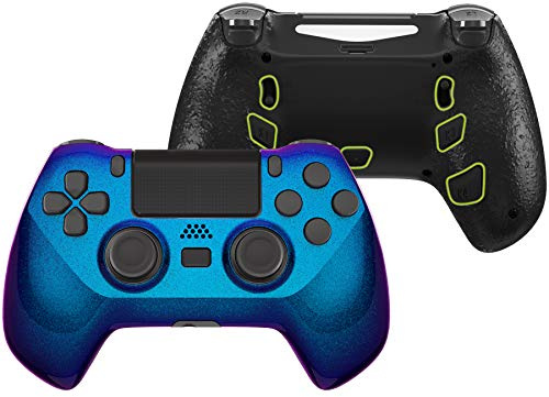 eXtremeRate Decade-Turnier-Controller(DTC) Remap Kit für ps4 Controller JDM-040/050/055, Remap Board&Re-Design Faceplate/Backplate&4 Rückpaddles&Trigger Stops Kit (Lila Blau)-KEIN Controller