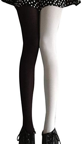 PRETYZOOM Calzamaglia Bicolore Donna Nero Bianco Collant Elasticizzati Con Design Ab Splice Taglia Unica 28.35X7.09X0.04In Calze Moda Per Feste E Uso Quotidiano