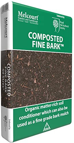 BHGS Melcourt Garden Decorative Composted Fine Bark Mulch Weed Cover 50lt Pack of 5