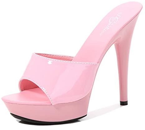 LBDOBU Candy Color Woman Scarpe da Sposa Sandali 2020 Nightclub Sexy Tacchi Alti Sexy 13cm Slides Slides Pantofole Tacchi Impermeabili Sandali Pompe estive-Pink,36