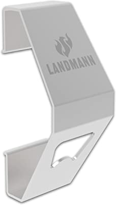 LANDMANN Magnet Flaschenöffner | Für Befestigung am Grill, Kühlschrank & an andere magnetische Flächen geeignet | Starker Magnet ermöglicht sicheren Halt | Leichte Anbringung & Reinigung [Edelstahl]
