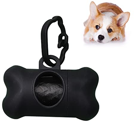 ZENVALY Hund Hundekotbeutel Spender, Tragbar Kotbeutel Spender zum Aufhängen Hundekotbeutel, Beutelspender zur Befestigung an der Hundeleine mit 1 Rollen Auslaufsichere Hunde Kotbeutel, Schwarz