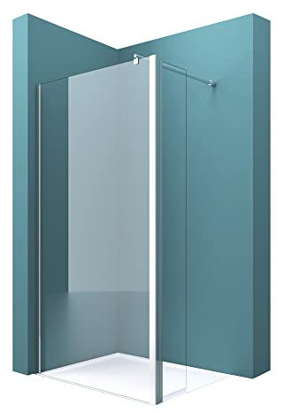 Mai & Mai Walk-In Duschwand für Dusche Duschabtrennung 120x200cm 8mm Klarglas mit 30cm Nebenteil ESG-Sicherheitsglas mit Nanobeschichtung Runder Stabilisator Bremen01K-Plus