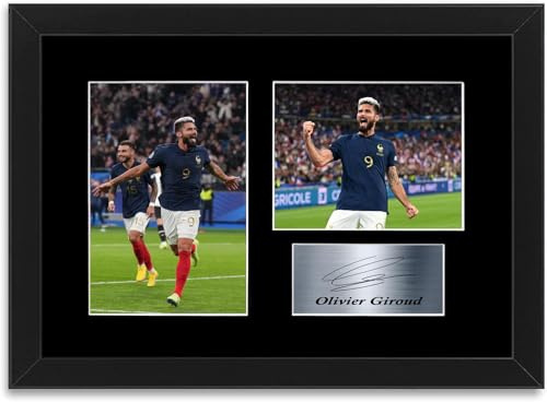 Generic - Photo encadrée Olivier Giroud, équipe de France, photographie signée, format A4, encadré, montage mural, salle de séjour
