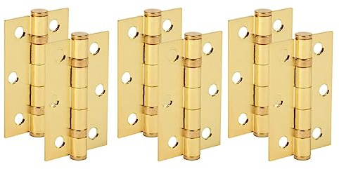 HANDLEZONE® Door Hinges 3 Pairs 76mm / 3 inch Ball Bearing, with Screws - Satin Brass