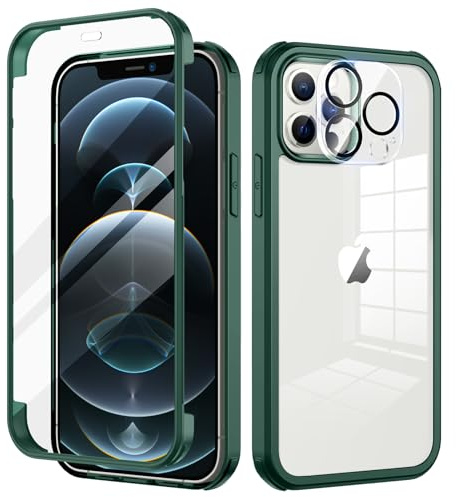 seacosmo Kompatibel für iPhone 12 Pro Max Hülle mit eingebautem Panzerglas Displayschutz und Kamera Schutzfolie [9H HD], 360 Grad Case Ganzkörper Stoßfeste Handyhülle iPhone 12 Pro Max - Grün