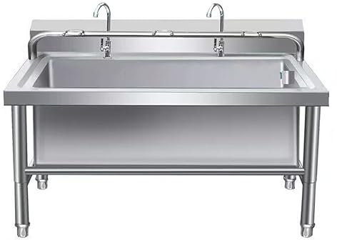 304 Edelstahl Moppbecken Mit Wasserhahn,Edelstahl Gewerbliche KüChenvorbereitungs- Und AllzweckspüLe,Anzug Standwaschbecken(120cm/39.4in)