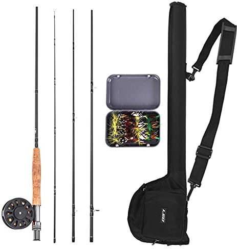 CalmGeek 9' Fly Fishing Rod and Reel Combo with Carry Bag 20 Flies Complete Starter Package Fly Fishing Kit