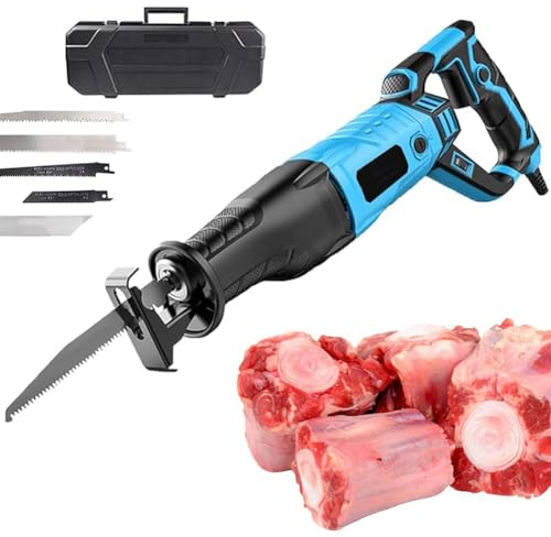 Sierra eléctrica para huesos de 1050 W, sierra para huesos de carnicero de mano con hojas de sierra, cortador de carne alternativo comercial, velocidad continua, para cortar huesos de carne, tocino