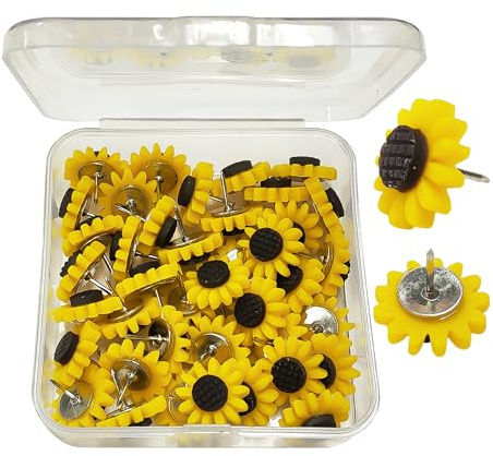 40 Stück Sonnenblumennadeln, Pinnwandnadeln, Sonnenblumennadeln, Korktafelnadeln, Blumennadeln, dekorative Nadeln, Nadeln für Korktafeln