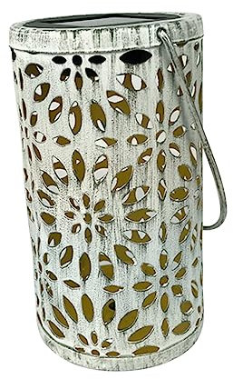 jojofuny Retro Solar Lanterns White Cylindrical Chrysanthemum Hanging Lights for Outdoor Garden Patio Courtyard Decor Vintage Led Solar Light Bulbs
