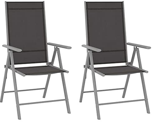 ZEYUAN Gartenstühle Klappbar 2 STK. Gartenmöbel, Balkonstühle, Hochlehner, Balkonmöbel, Bistrostuhl, Garten Stühle, Sit Möbel, Armlehnenstuhl, Textilene Schwarz