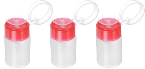 QUARKZMAN 3 Stück Lösungsmittel-Alkohol-Spender 60ml (2oz) Druck-Flüssigkeits-Spenderpumpe mit abdichtendem Edelstahldeckel für Aceton Reinigungsmittel Nagellackentferner, Rot.