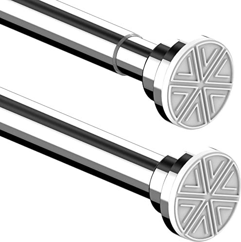 Tension Rods for Curtains Stainless Steel Shower Curtain Pole No Drill Curtain Pole Shower Poles Extendable No Drill for Bathroom, Window, Door, Closet, 63-85cm Silver(Diameter 25 mm)